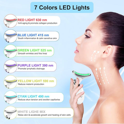7 Colors LED Lights Face Neck Beauty Device Vibration Massage
